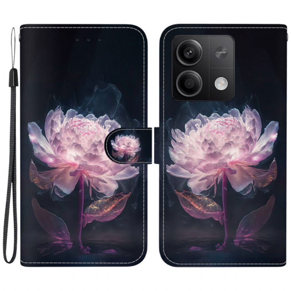 Lederhüllen Xiaomi Redmi Note 13 5g Lila Pfingstrose Mit Riemen