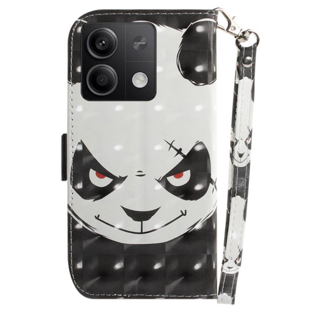 Lederhüllen Xiaomi Redmi Note 13 5g Wütender Panda Mit Riemen