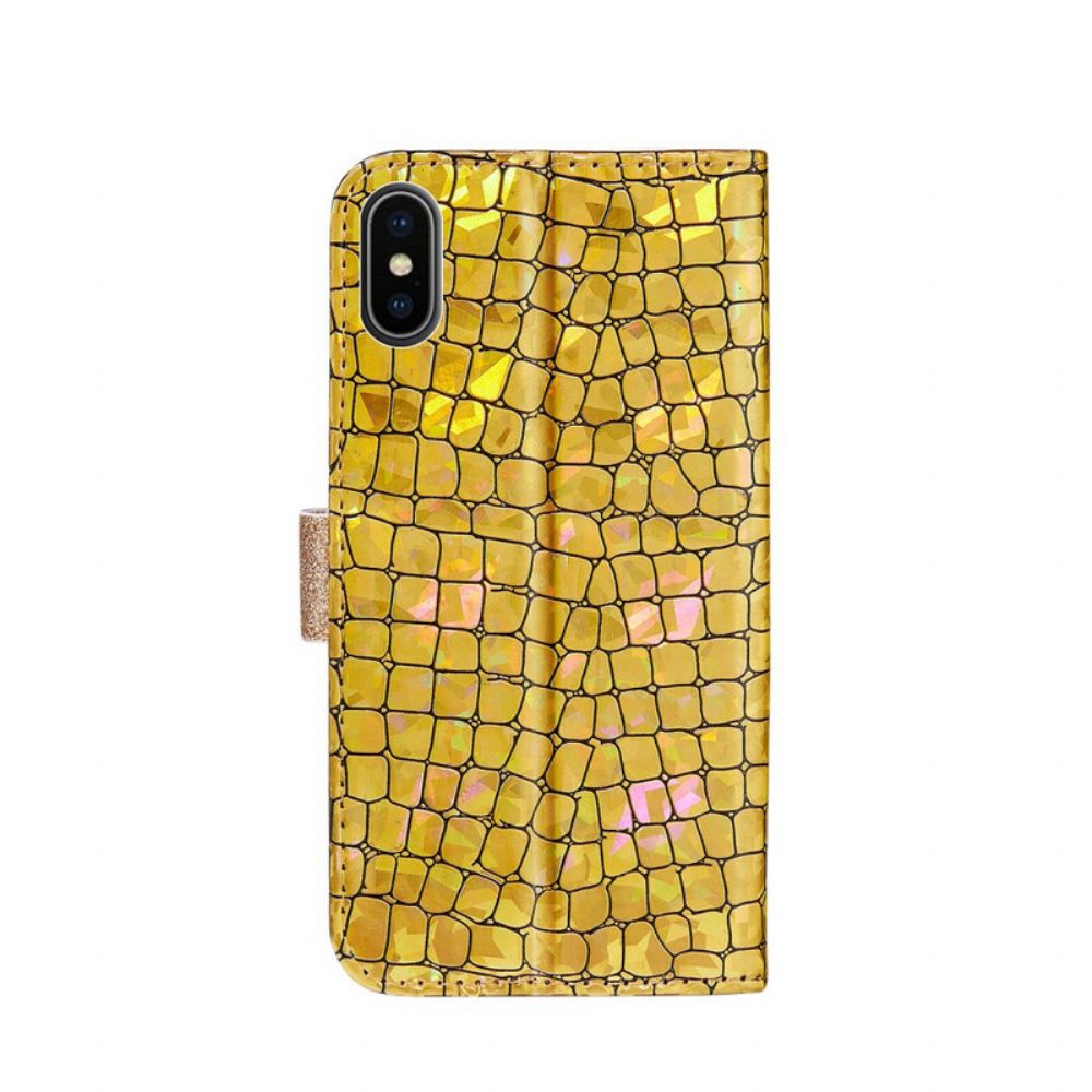 Flip Case Für iPhone XS Max Croc-diamanten