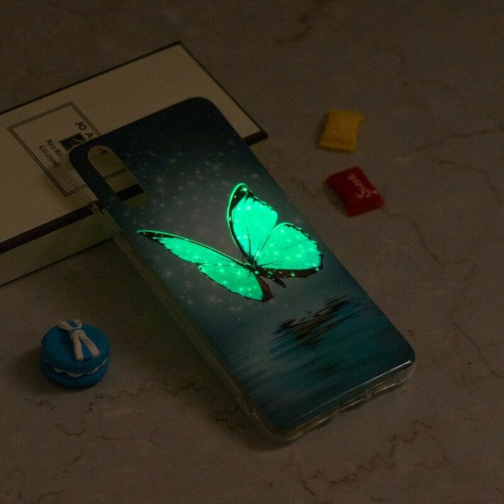 Handyhülle Für iPhone XS Max Fluoreszierender Blauer Schmetterling