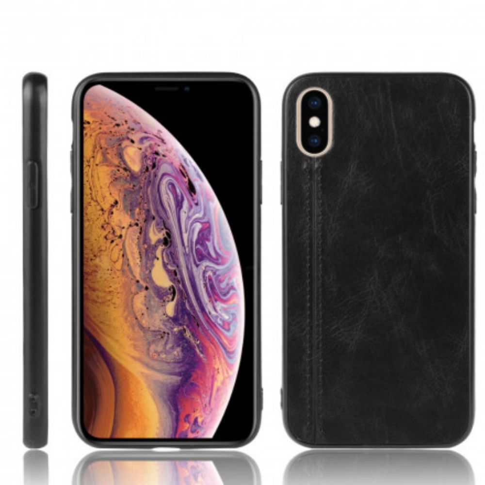 Handyhülle Für iPhone XS Max Nähte Lederoptik