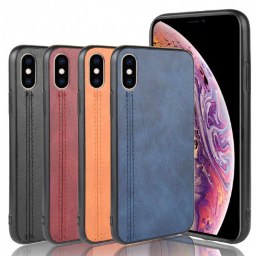 Handyhülle Für iPhone XS Max Nähte Lederoptik