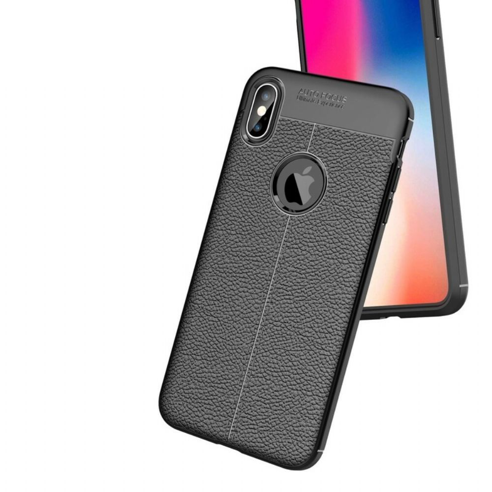 Hülle Für iPhone XS Max Doppellinie Litschi-leder-effekt