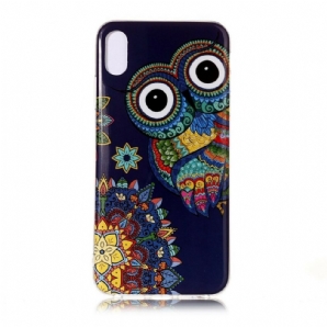 Hülle Für iPhone XS Max Fluoreszierende Mandala-eule