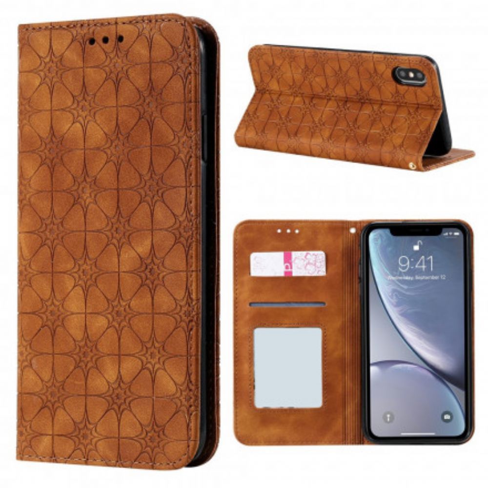 Schutzhülle Für iPhone XS Max Flip Case Barockblumen