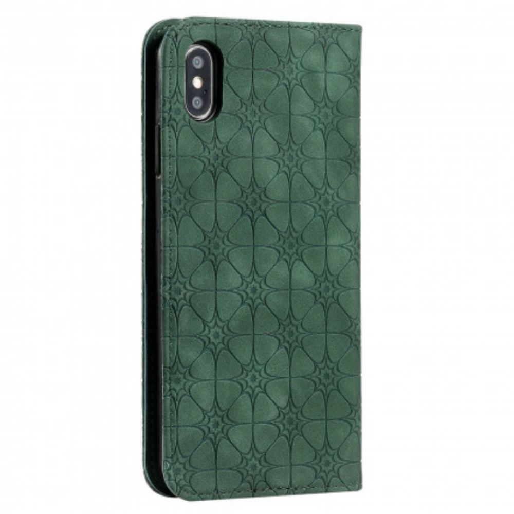 Schutzhülle Für iPhone XS Max Flip Case Barockblumen