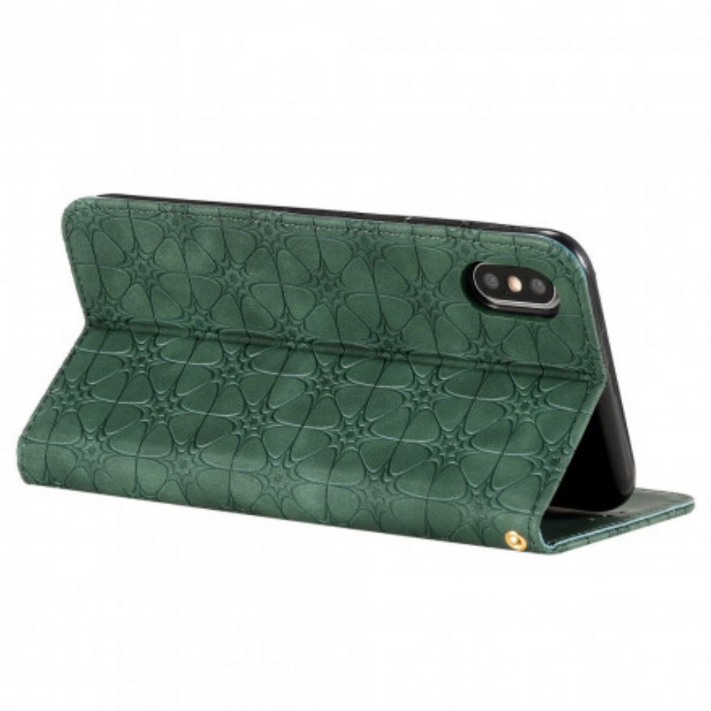 Schutzhülle Für iPhone XS Max Flip Case Barockblumen