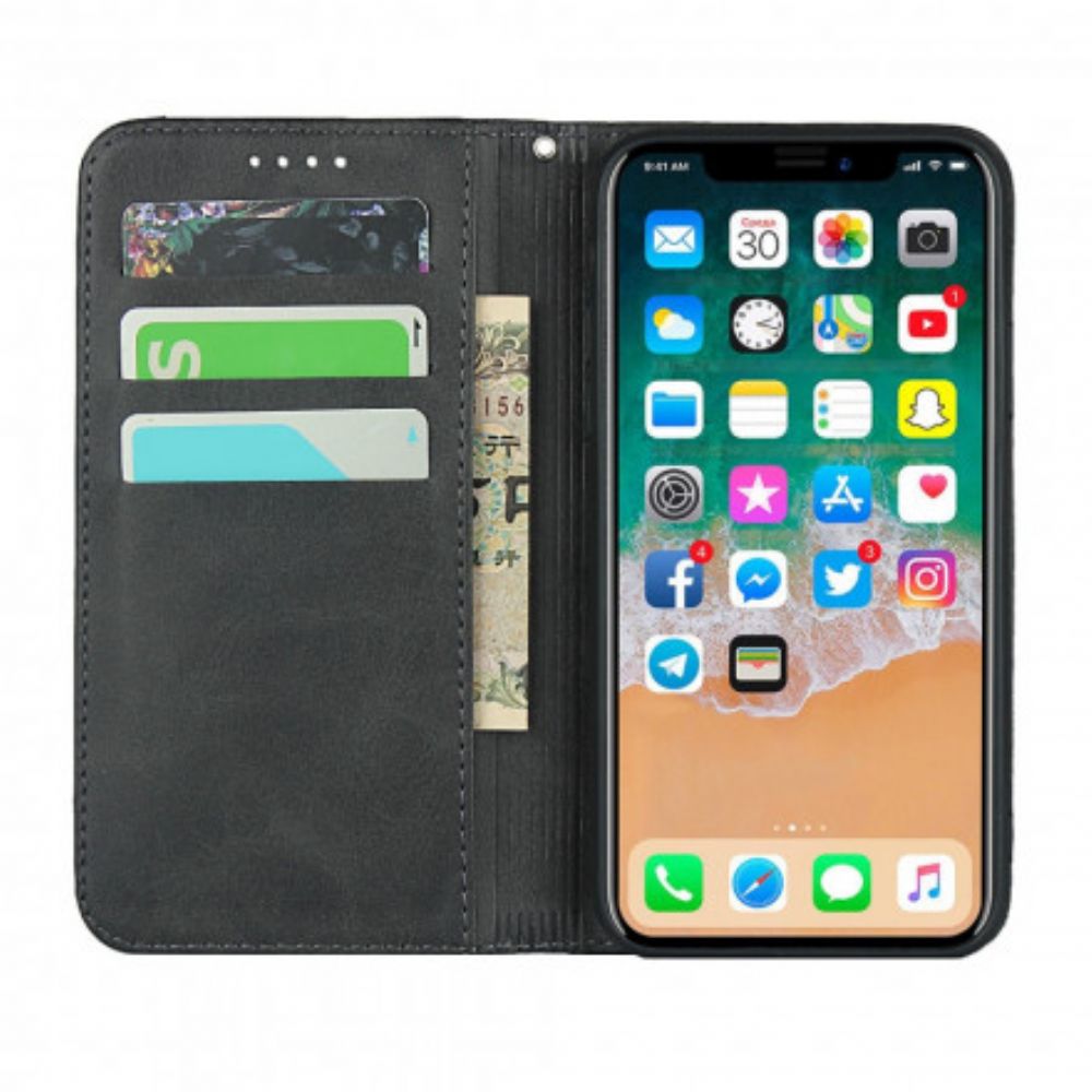 Schutzhülle Für iPhone XS Max Flip Case Zweifarbiger Ledereffekt Mit Riemen