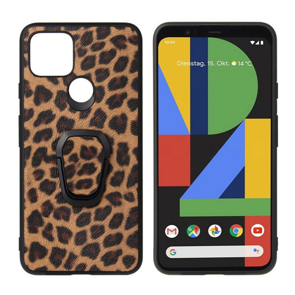 Handyhülle Für Google Pixel 5 Ringhalter Im Leoparden-stil