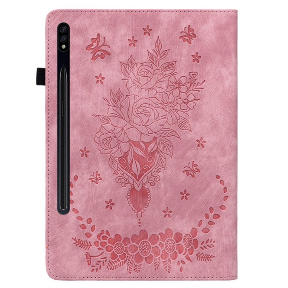 Case Für Samsung Galaxy Tab S9 Plus Schmetterlinge Und Rosen