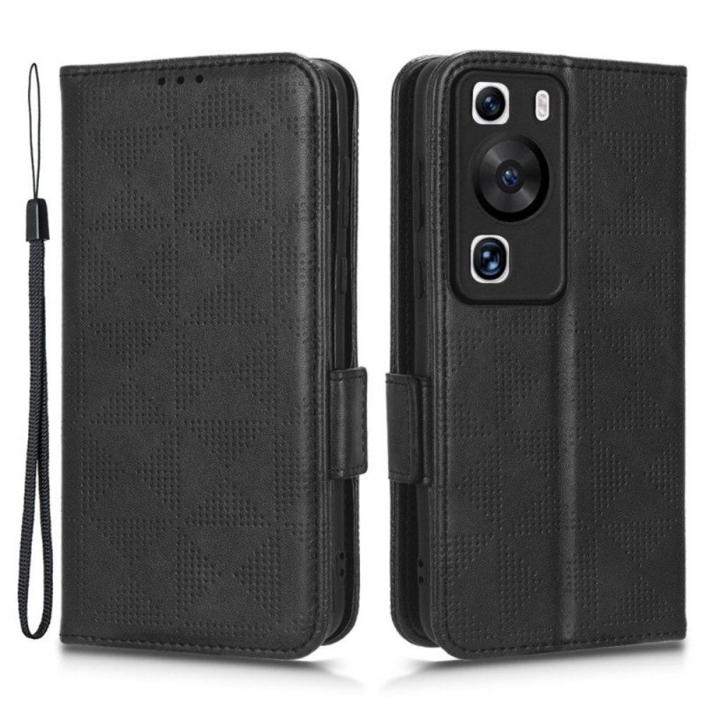 Flip Case Für Huawei P60 Pro Dreiecke Mit Riemen