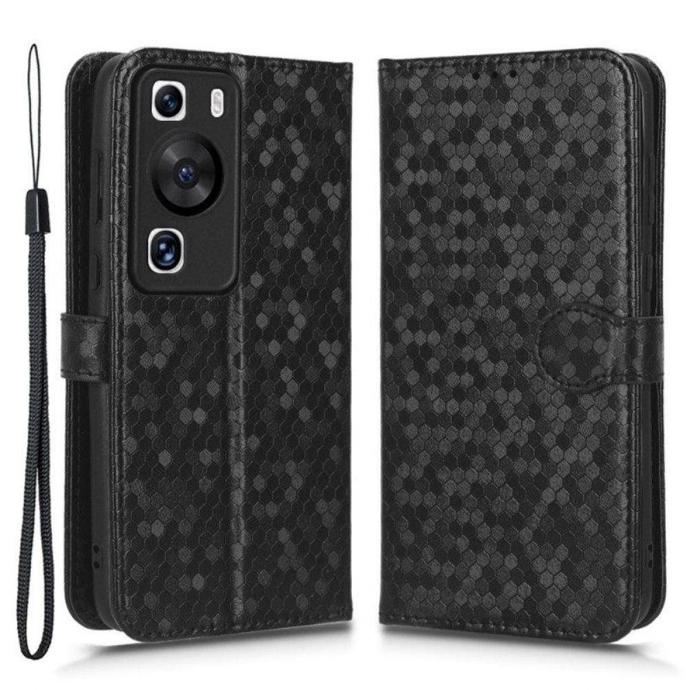 Flip Case Für Huawei P60 Pro Mit Kordel 3d-muster Mit Riemen