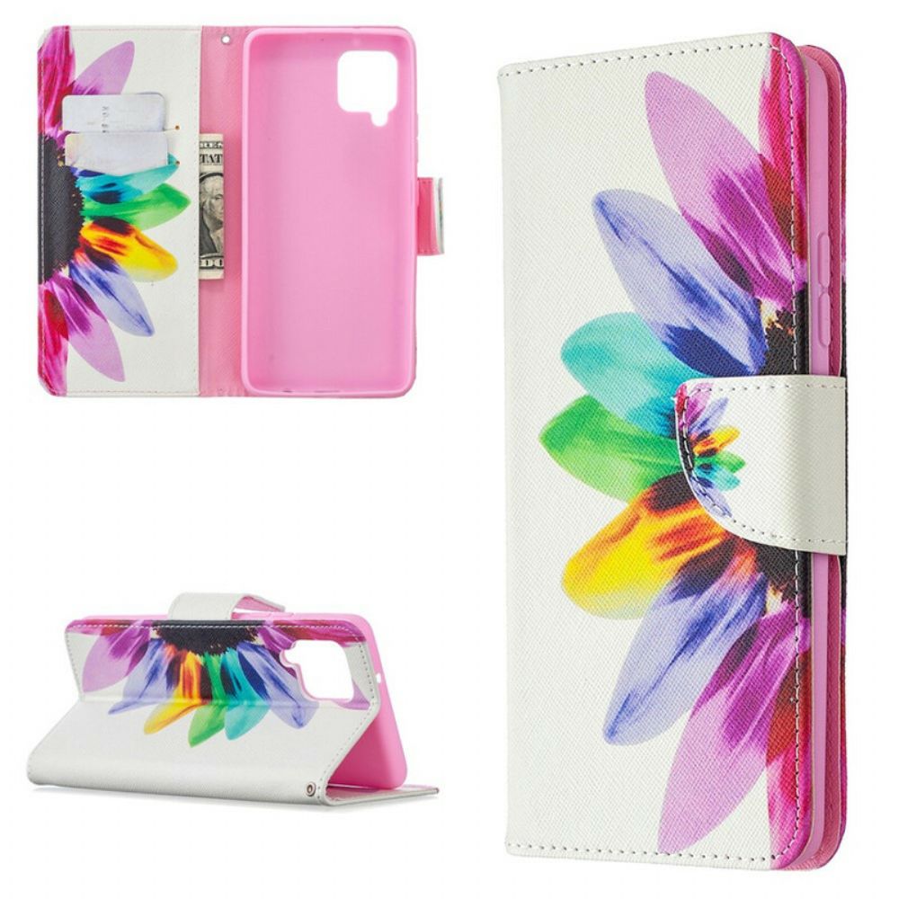 Flip Case Für Samsung Galaxy A42 5G Aquarell Blume