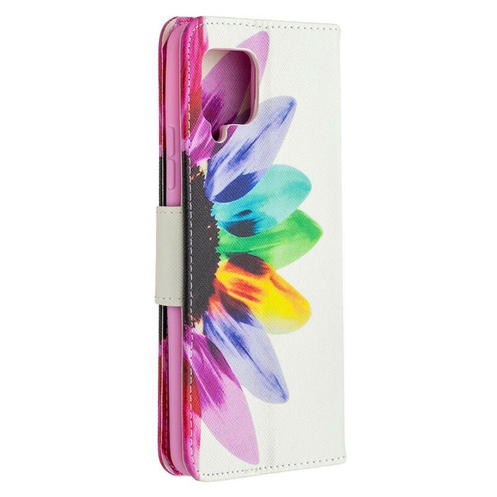 Flip Case Für Samsung Galaxy A42 5G Aquarell Blume