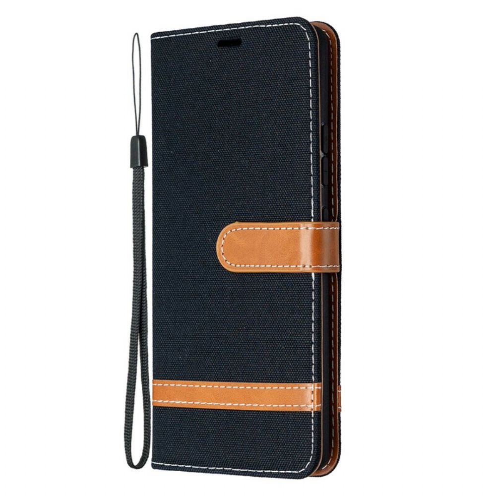 Flip Case Für Samsung Galaxy A42 5G Mit Kordel Armband In Stoff- Und Lederoptik