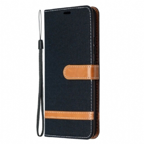 Flip Case Für Samsung Galaxy A42 5G Mit Kordel Armband In Stoff- Und Lederoptik