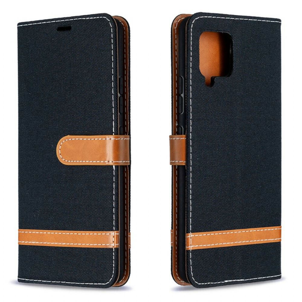 Flip Case Für Samsung Galaxy A42 5G Mit Kordel Armband In Stoff- Und Lederoptik