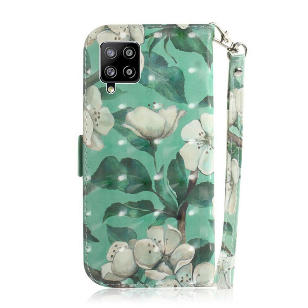 Flip Case Für Samsung Galaxy A42 5G Mit Kordel Tanga Blumenzweig