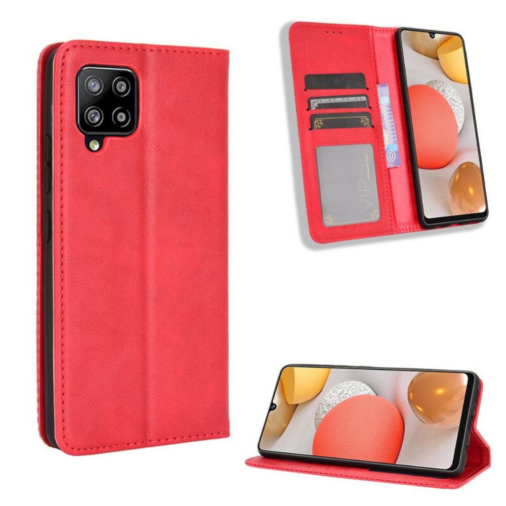 Schutzhülle Für Samsung Galaxy A42 5G Flip Case Stilisierter Vintage-ledereffekt