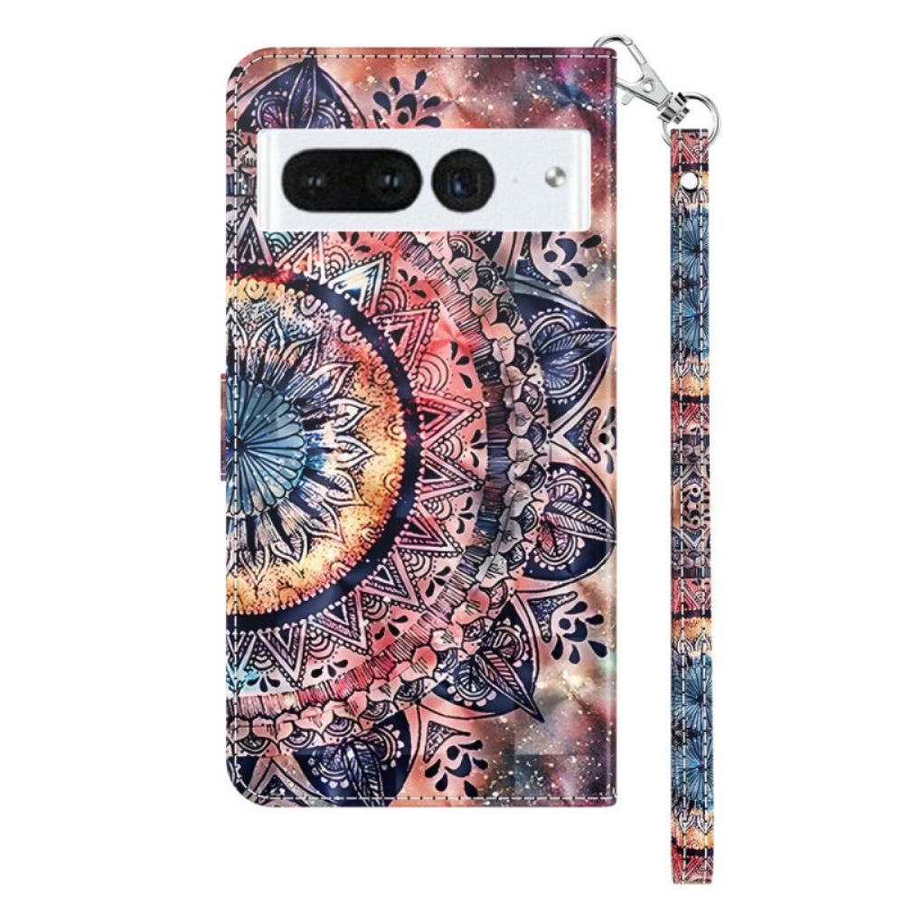 Lederhüllen Google Pixel 8 Pro Handyhülle Buntes Mandala Mit Riemen