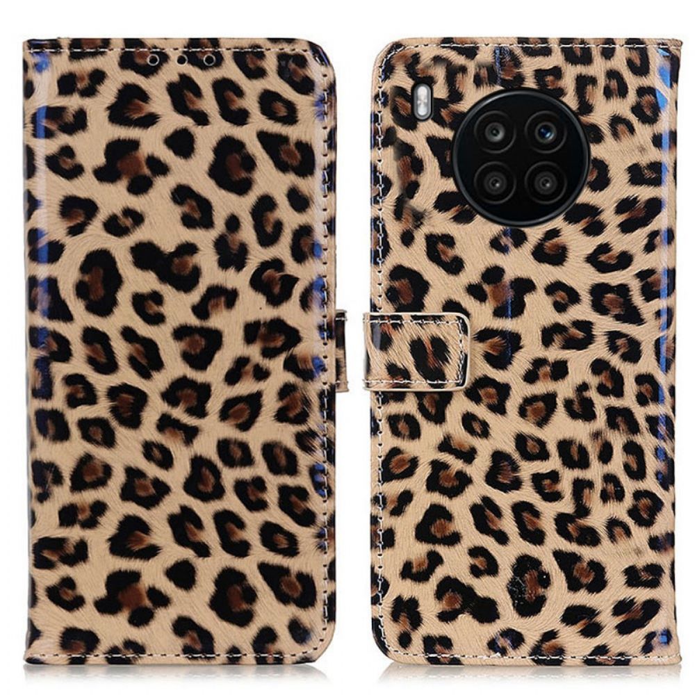 Flip Case Für Huawei Nova 8i / Honor 50 Lite Einzelner Leopard