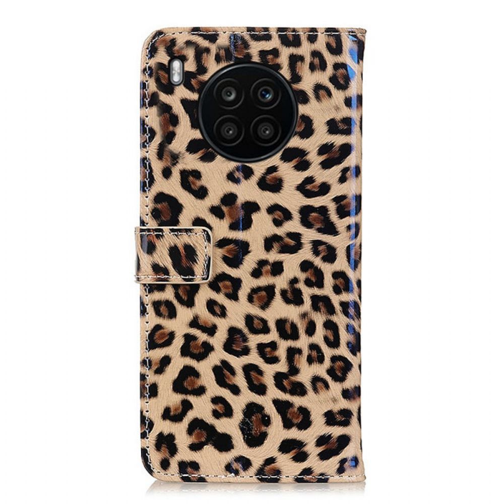 Flip Case Für Huawei Nova 8i / Honor 50 Lite Einzelner Leopard