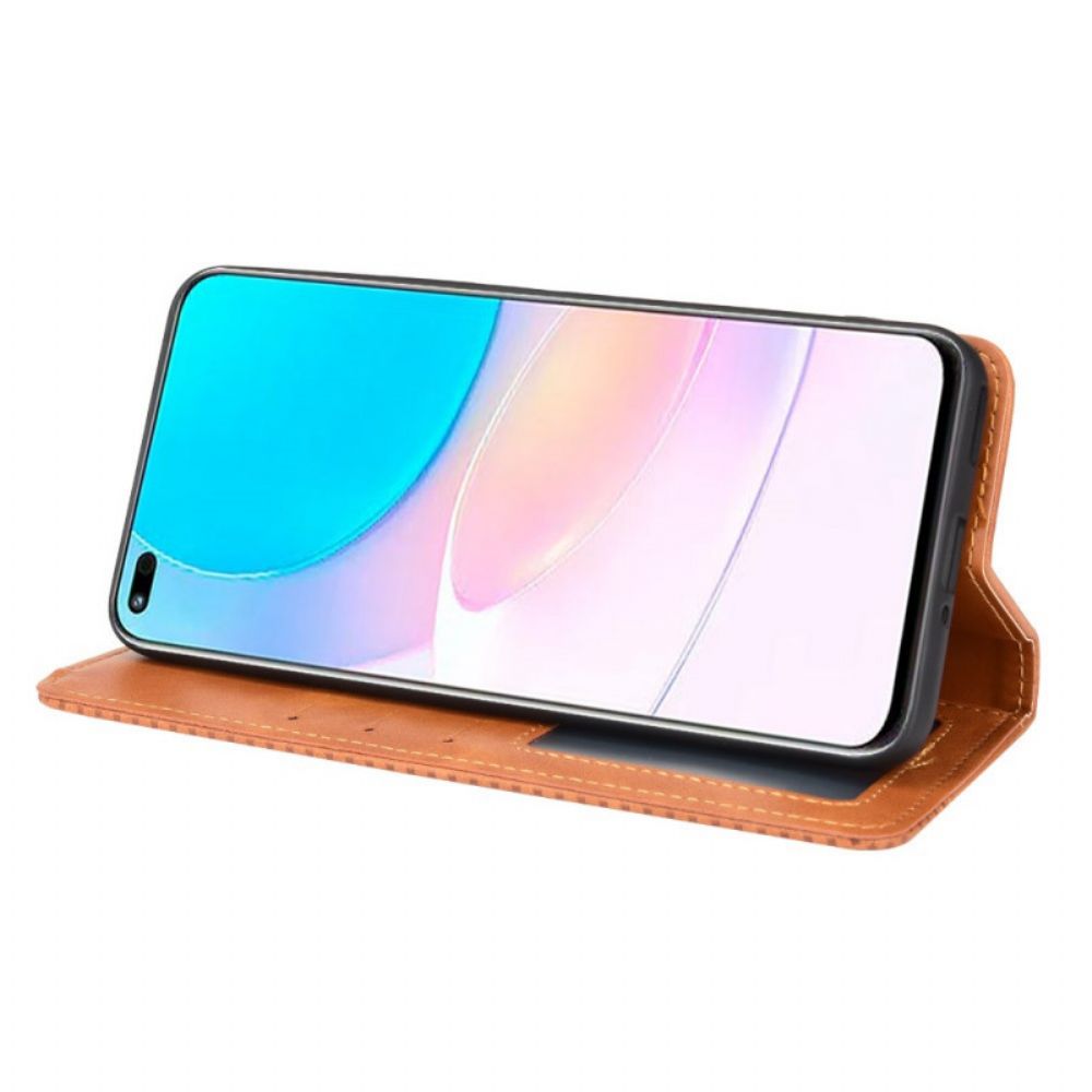 Schutzhülle Für Huawei Nova 8i / Honor 50 Lite Flip Case Stilisierter Vintage-ledereffekt