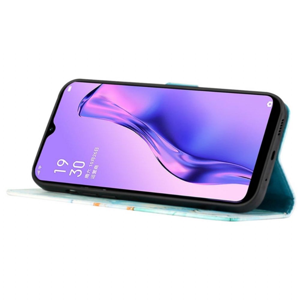 Lederhüllen Für Oppo Reno 11 Pro 5g Marmormuster Mit Riemen