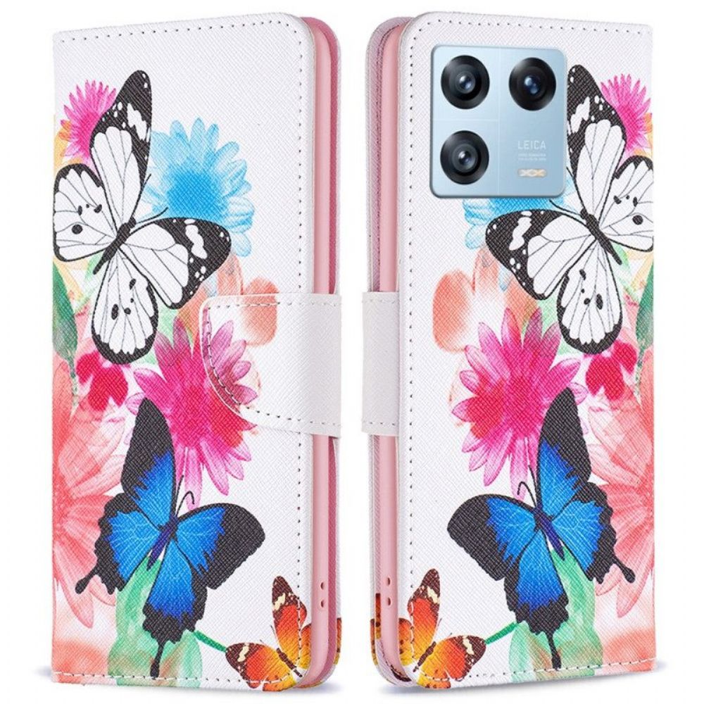 Lederhüllen Für Xiaomi 13 Pro Aquarell-schmetterlinge