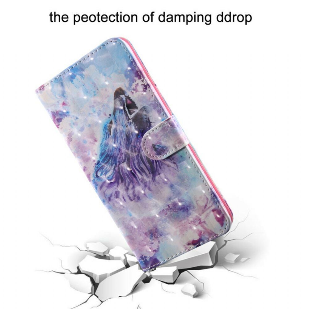 Flip Case Für Samsung Galaxy A21s Aquarell Wolf