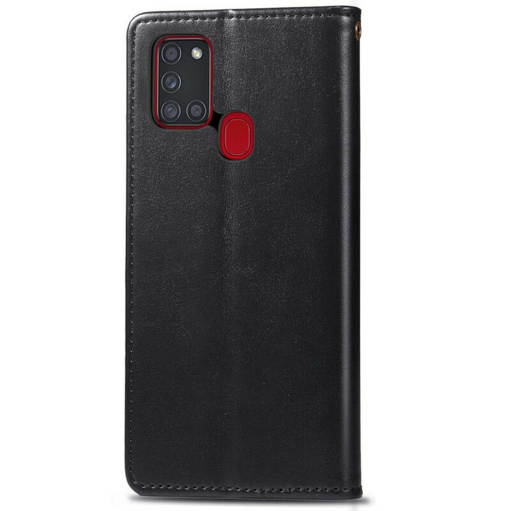 Flip Case Für Samsung Galaxy A21s Kunstleder Und Vintage-verschluss