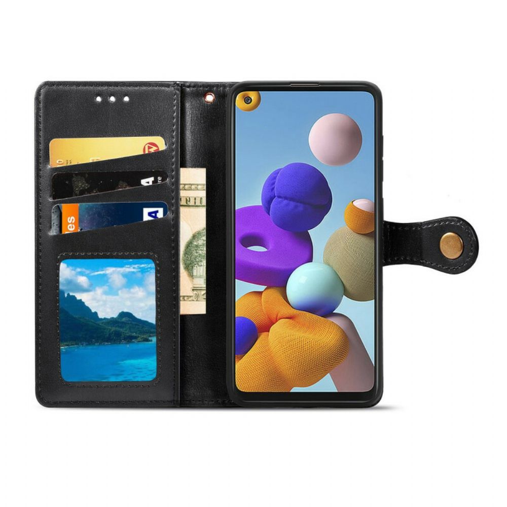 Flip Case Für Samsung Galaxy A21s Kunstleder Und Vintage-verschluss