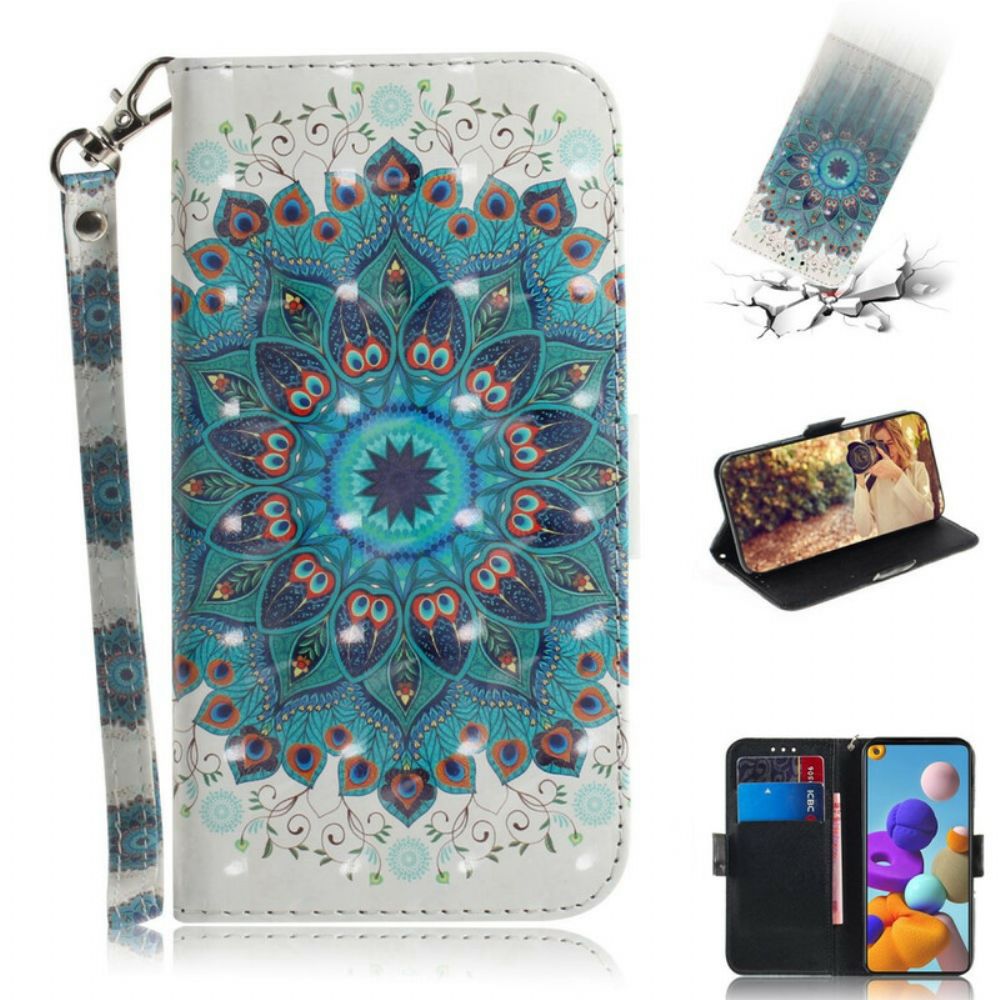 Flip Case Für Samsung Galaxy A21s Mit Kordel Meisterhaftes Riemchen-mandala