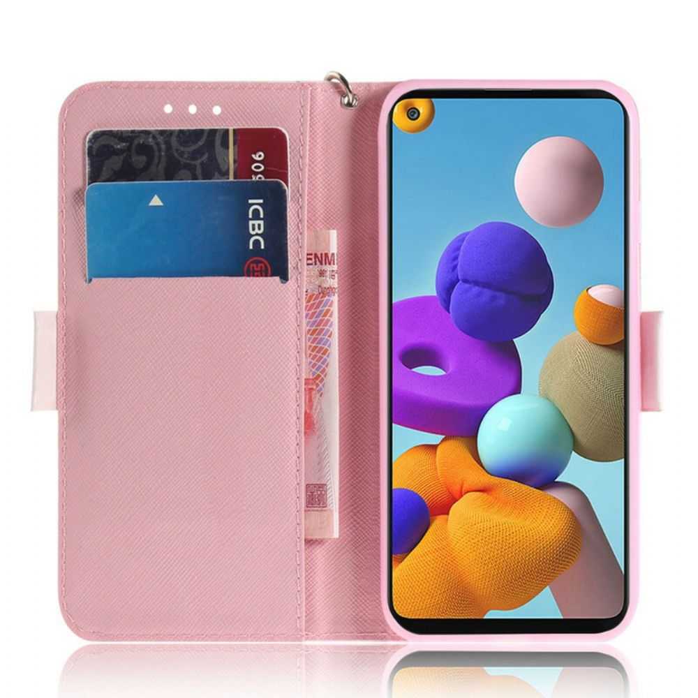 Flip Case Für Samsung Galaxy A21s Mit Kordel Zapfenhamster