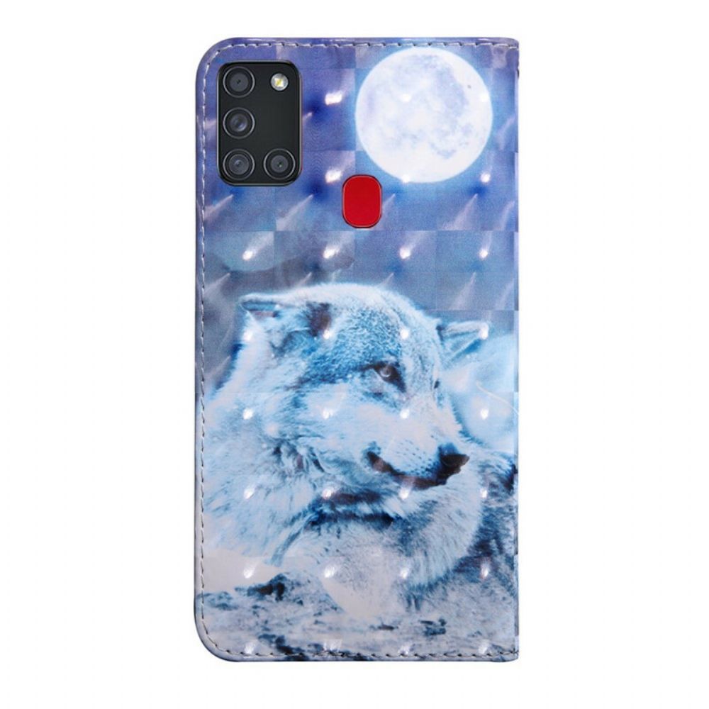 Flip Case Für Samsung Galaxy A21s Mondscheinwolf