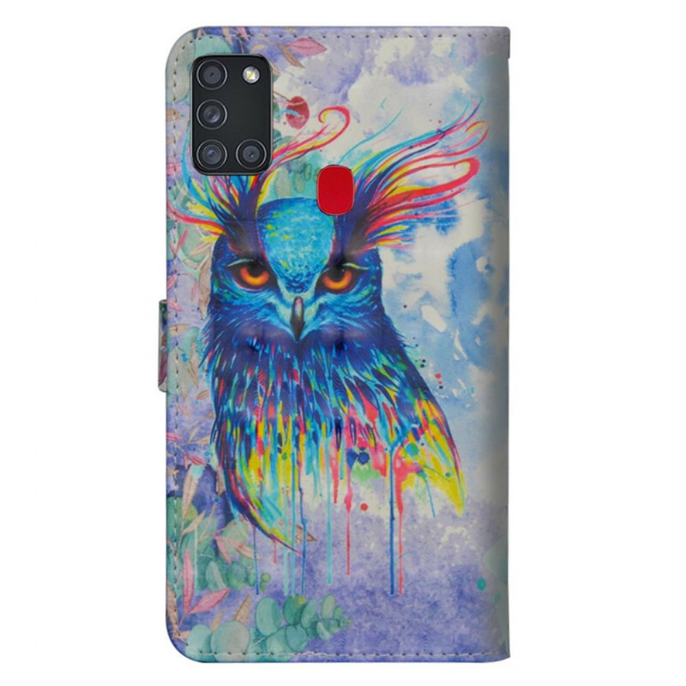 Lederhüllen Für Samsung Galaxy A21s Aquarell Vogel