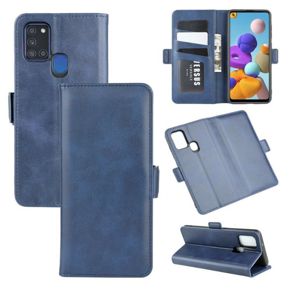 Lederhüllen Für Samsung Galaxy A21s Flip Case Doppelklappe