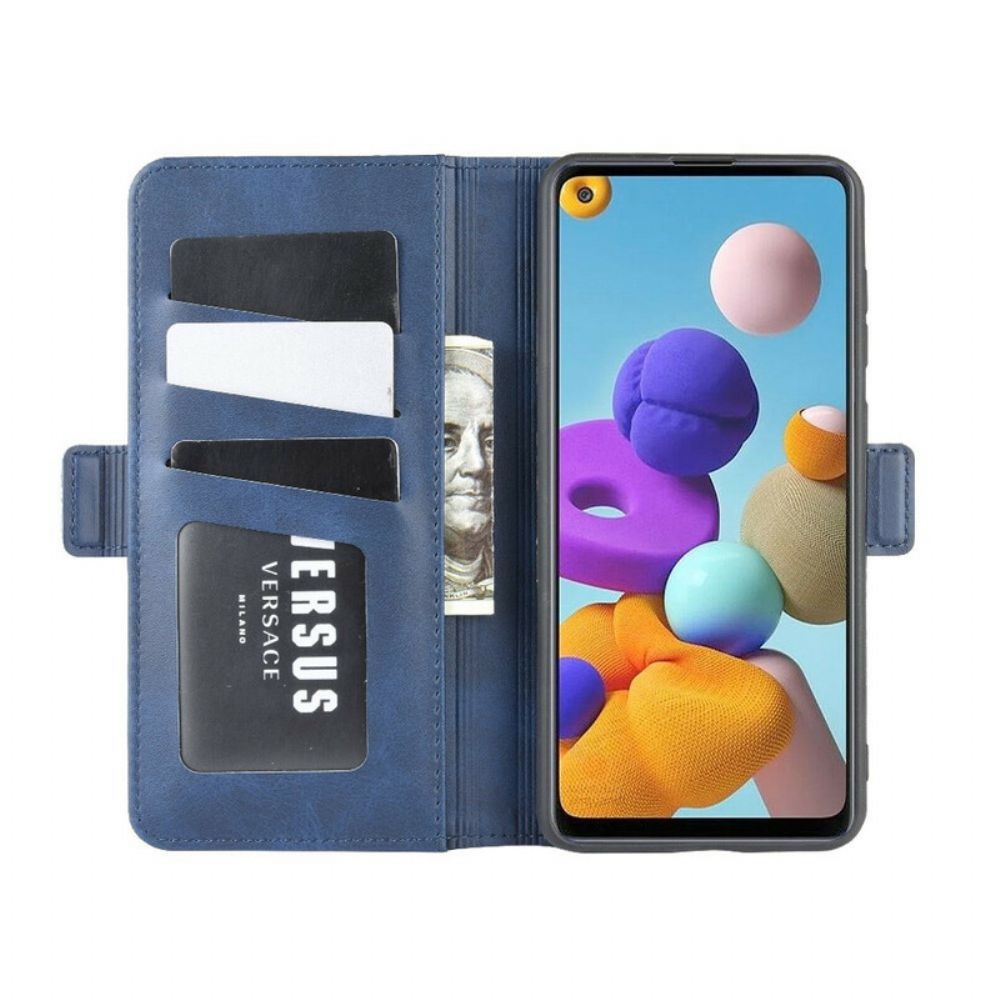 Lederhüllen Für Samsung Galaxy A21s Flip Case Doppelklappe