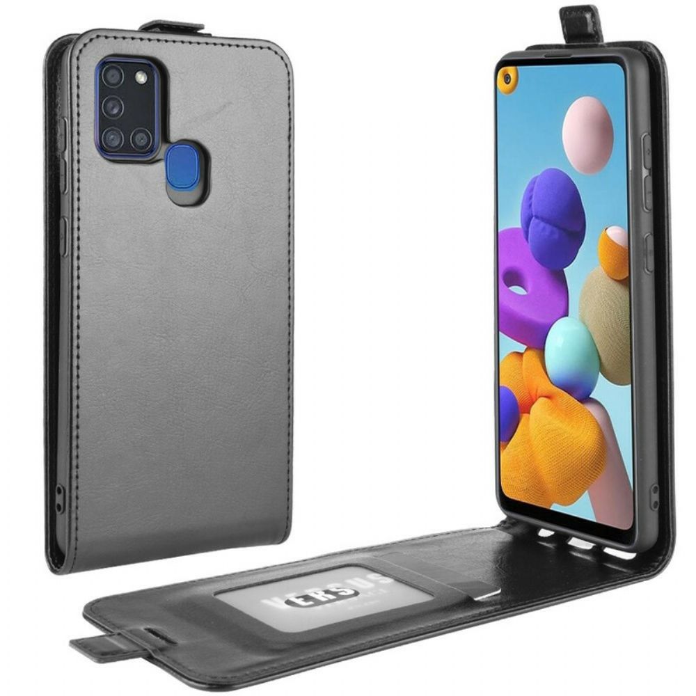 Lederhüllen Für Samsung Galaxy A21s Flip Case Faltbarer Ledereffekt