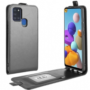 Lederhüllen Für Samsung Galaxy A21s Flip Case Faltbarer Ledereffekt