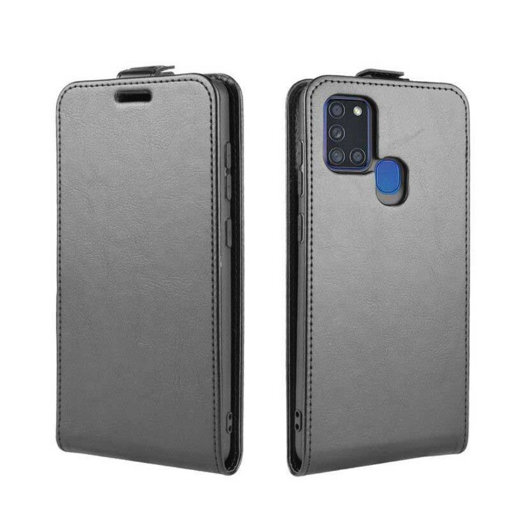 Lederhüllen Für Samsung Galaxy A21s Flip Case Faltbarer Ledereffekt