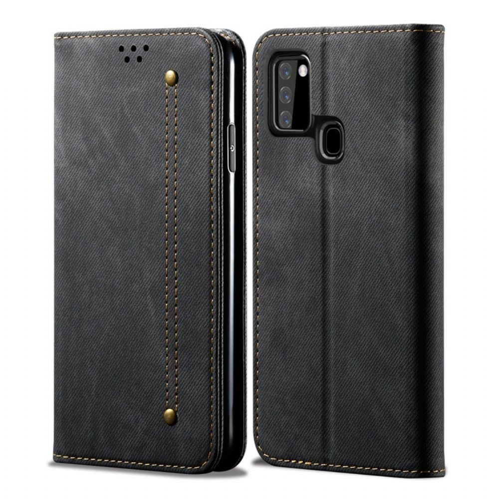 Schutzhülle Für Samsung Galaxy A21s Flip Case Jeansstoff