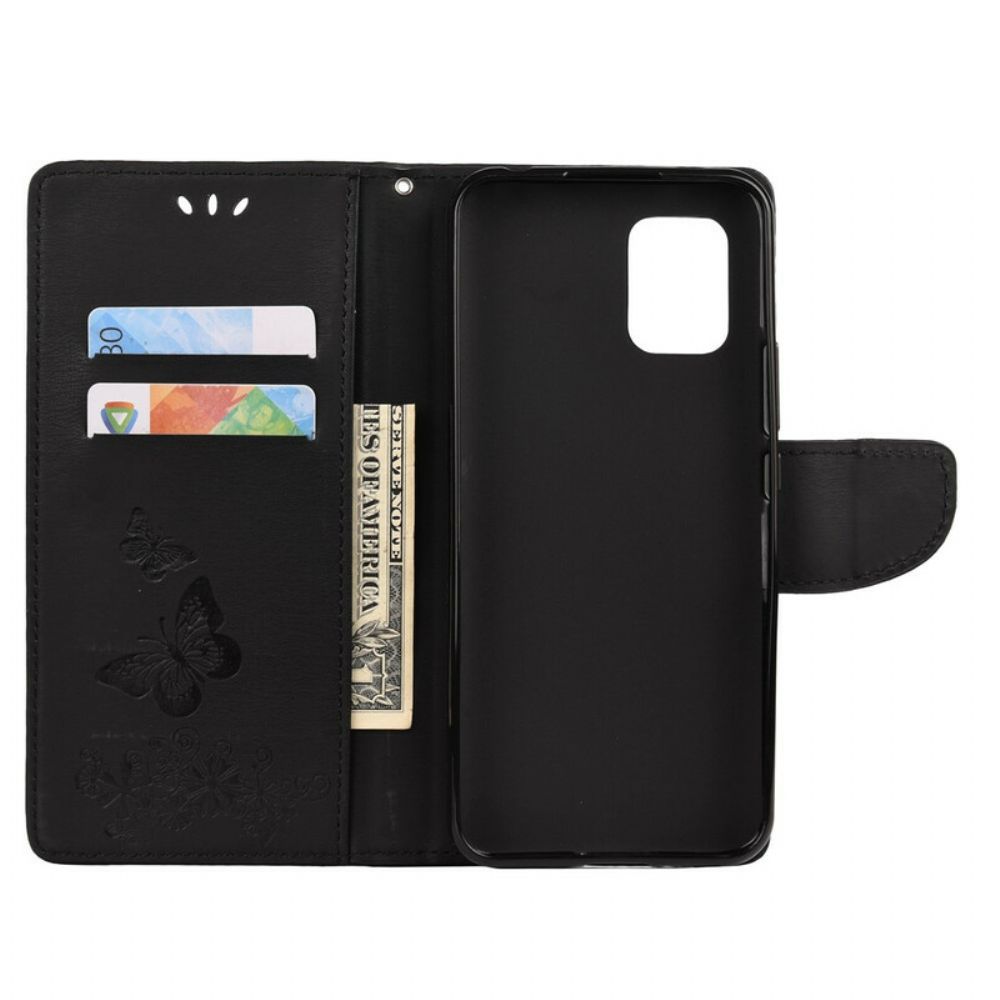 Flip Case Für Xiaomi Mi 10 Lite Nur Schmetterlinge Mit Lanyard