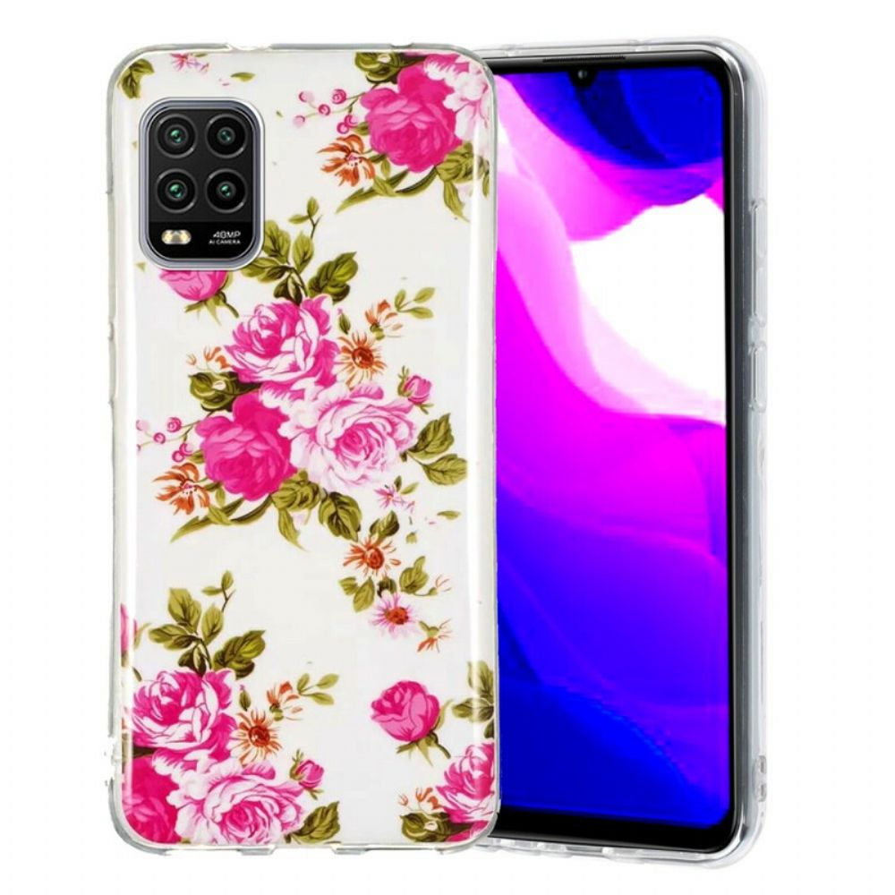 Handyhülle Für Xiaomi Mi 10 Lite Fluoreszierende Freiheitsblumen