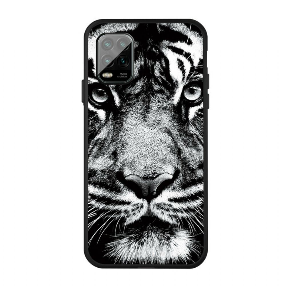 Hülle Für Xiaomi Mi 10 Lite Schwarzer Und Weißer Tiger