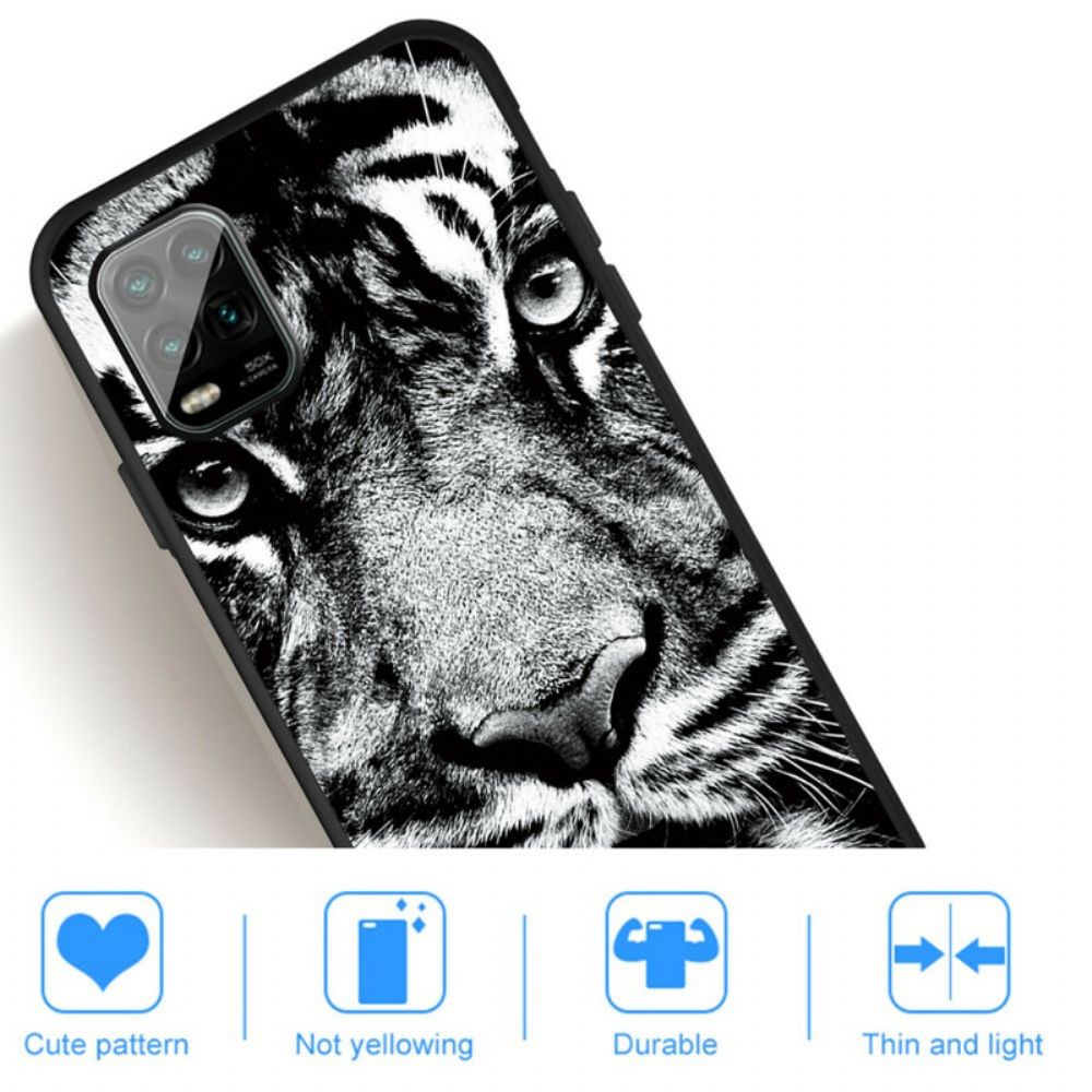 Hülle Für Xiaomi Mi 10 Lite Schwarzer Und Weißer Tiger