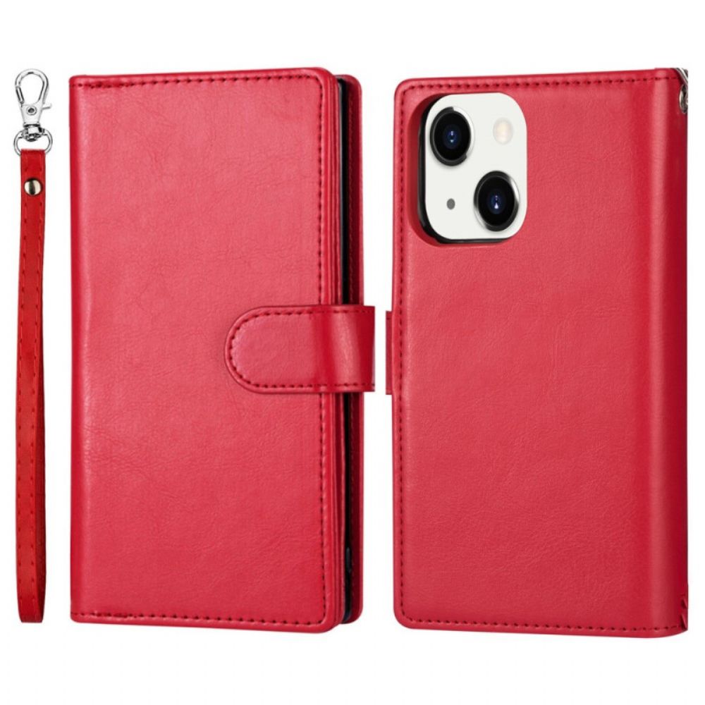 Hülle Flip Case Für iPhone 14 Plus Abnehmbarer Kartenhalter Für 9 Karten