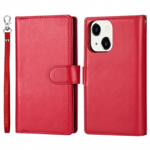 Hülle Flip Case Für iPhone 14 Plus Abnehmbarer Kartenhalter Für 9 Karten