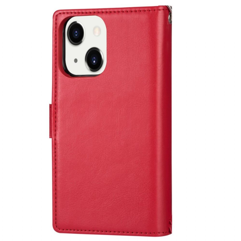 Hülle Flip Case Für iPhone 14 Plus Abnehmbarer Kartenhalter Für 9 Karten