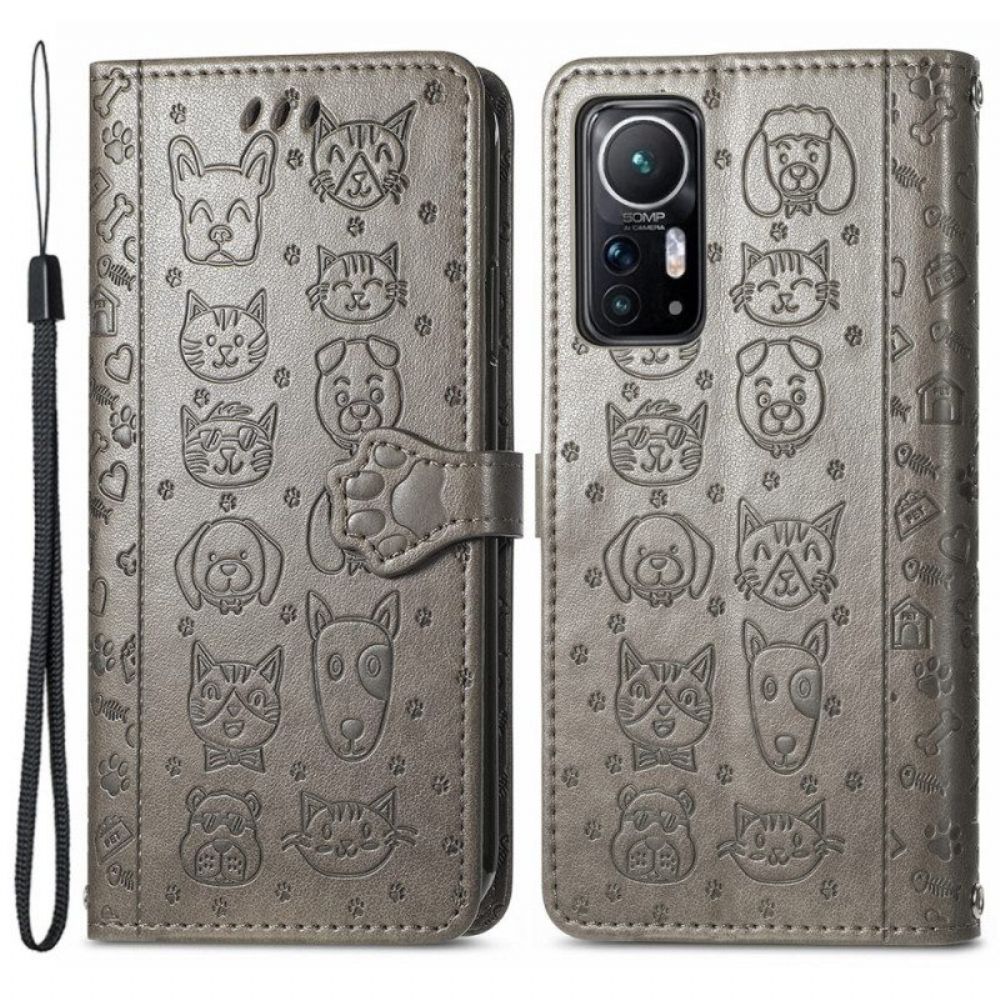 Flip Case Für Xiaomi 12 / 12X Animierte Tiere